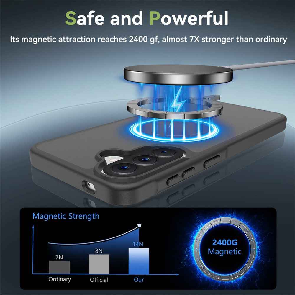 For Samsung Galaxy A57 5G Magnetic Case TPU Frame Acrylic Back Phone Cover Skin Touch - Black