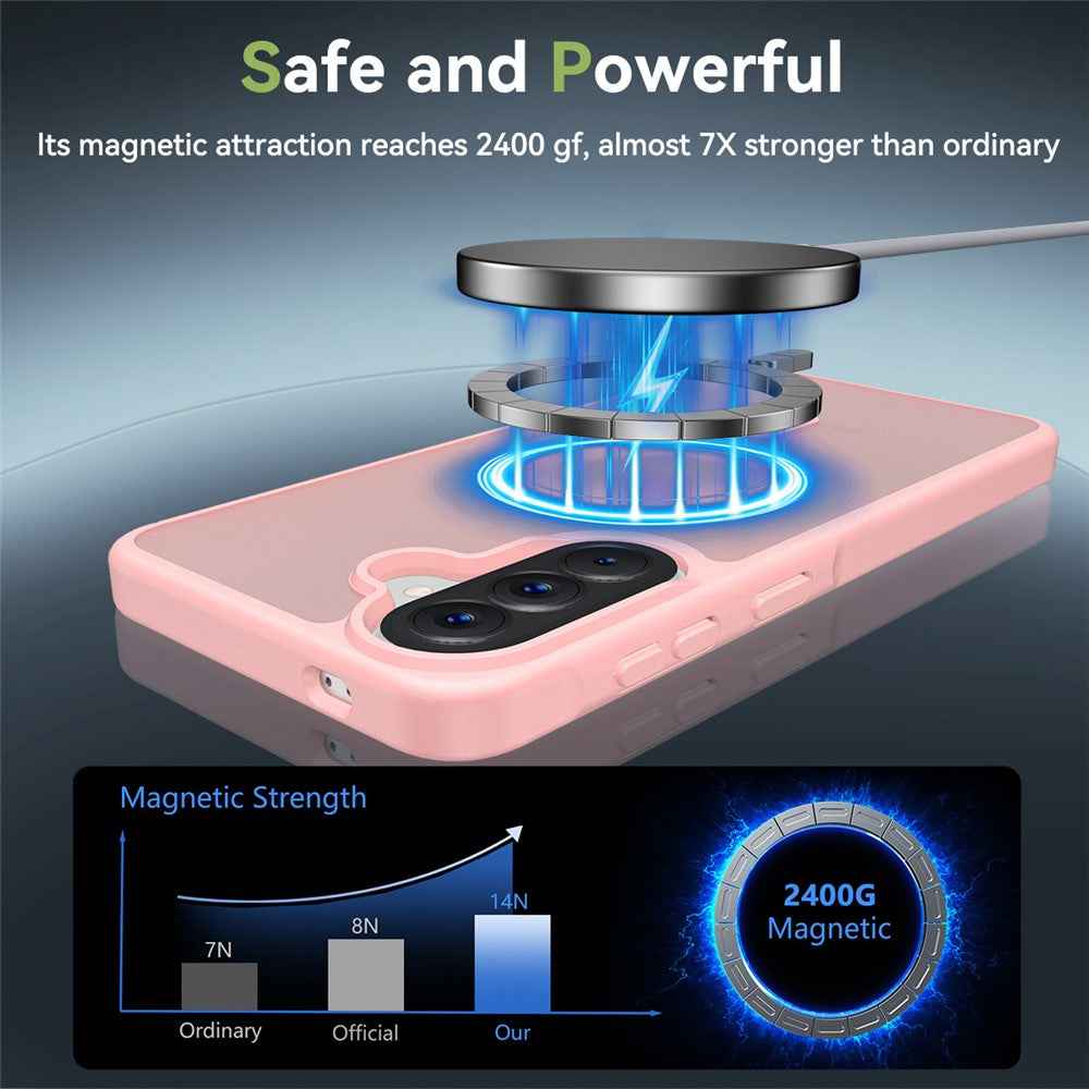 For Samsung Galaxy A57 5G Magnetic Case TPU Frame Acrylic Back Phone Cover Skin Touch - Pink