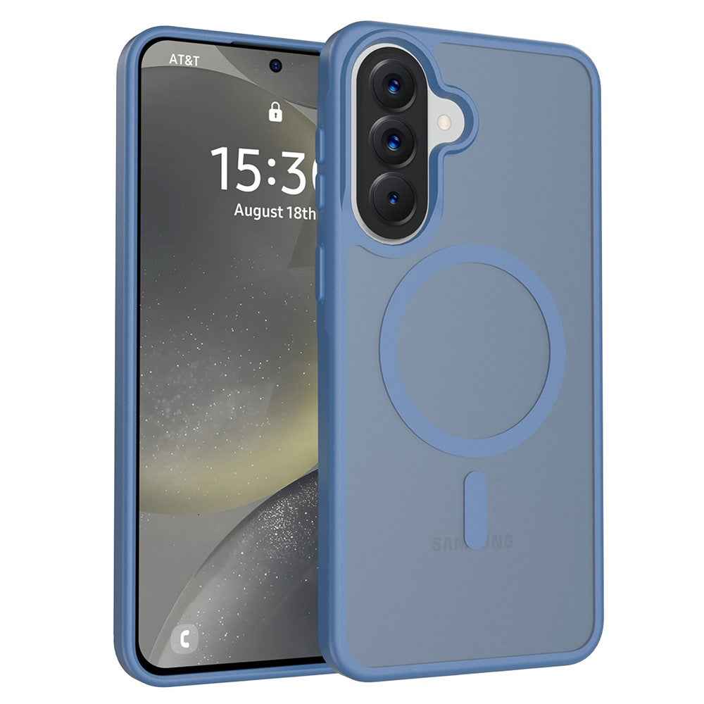 For Samsung Galaxy A57 5G Magnetic Case TPU Frame Acrylic Back Phone Cover Skin Touch - Blue