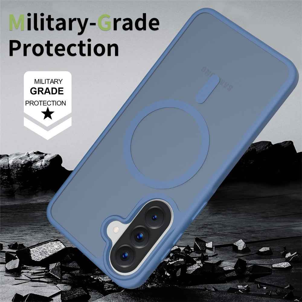 For Samsung Galaxy A57 5G Magnetic Case TPU Frame Acrylic Back Phone Cover Skin Touch - Blue