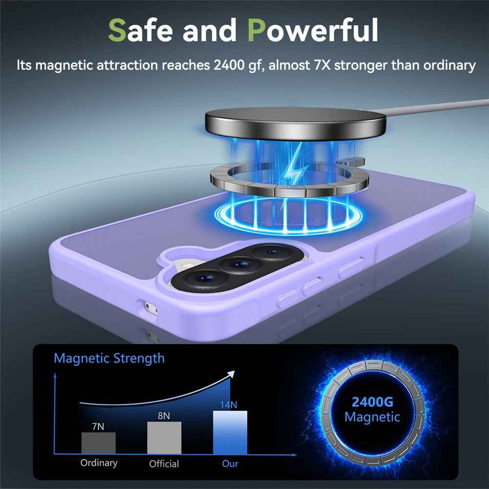 For Samsung Galaxy A57 5G Magnetic Case TPU Frame Acrylic Back Phone Cover Skin Touch - Purple