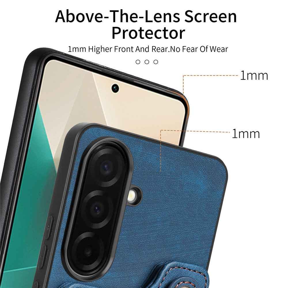 For Samsung Galaxy A57 5G Retro PU Leather Case Phone Cover with RFID Blocking Card Holder  /  Ring Holder - Blue