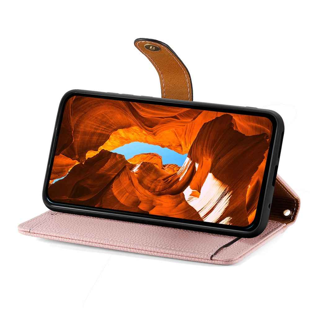 For Samsung Galaxy A57 5G Case RFID Blocking Zipper Pocket Leather Wallet Phone Cover with Strap - Pink