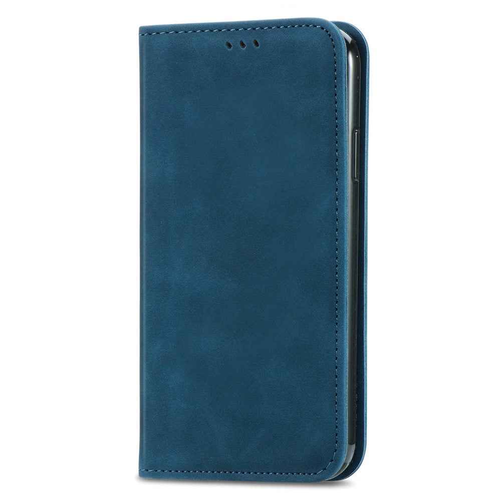 For Samsung Galaxy A57 5G Leather Case with Card Holder Magnetic Absorption Phone Cover - Dark Blue