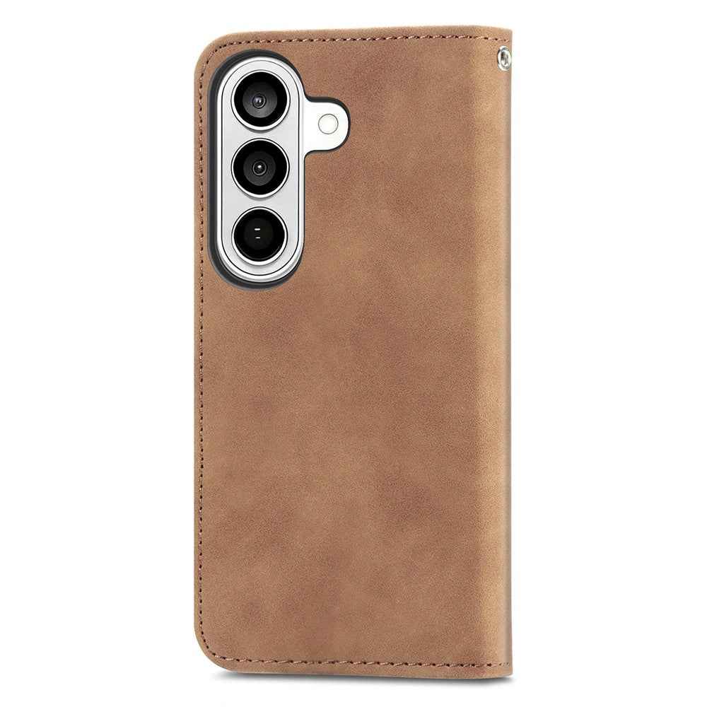 For Samsung Galaxy A57 5G Leather Case with Card Holder Magnetic Absorption Phone Cover - Brown