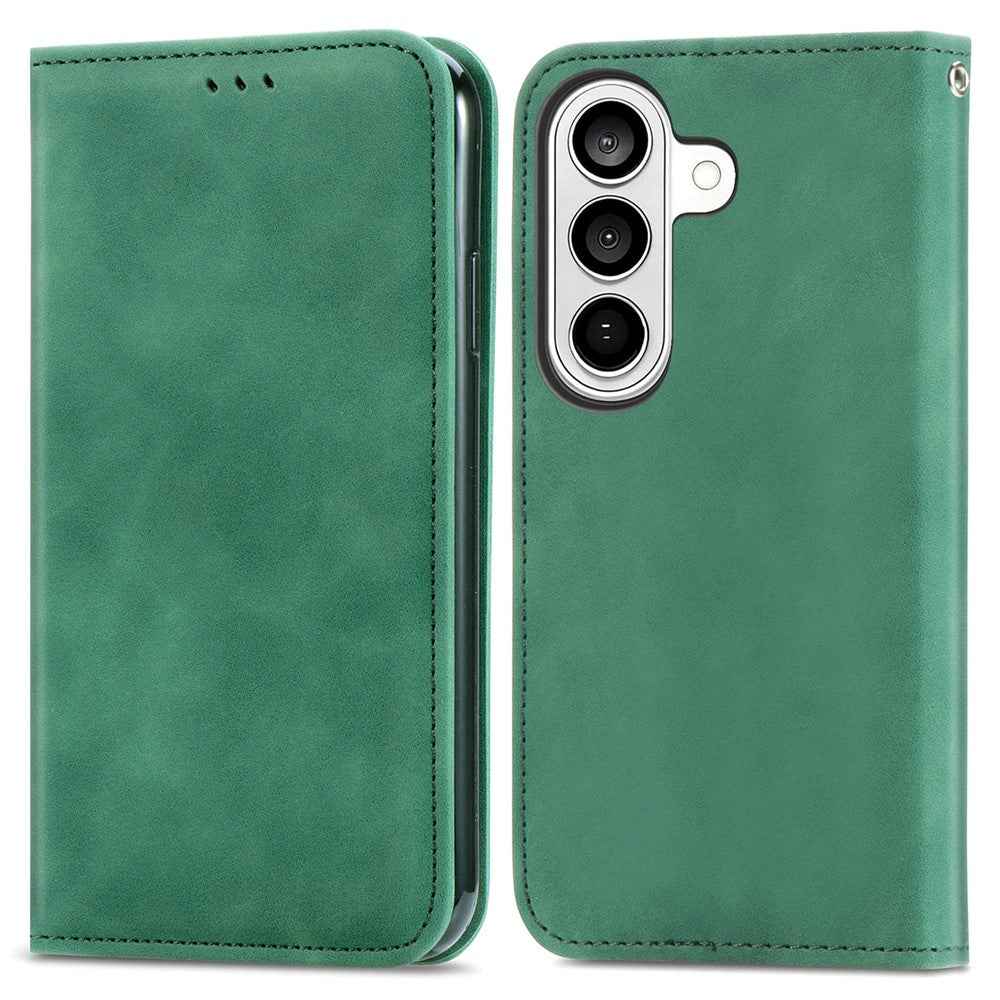 For Samsung Galaxy A57 5G Leather Case with Card Holder Magnetic Absorption Phone Cover - Green