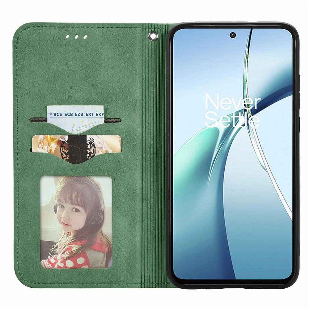 For Samsung Galaxy A57 5G Leather Case with Card Holder Magnetic Absorption Phone Cover - Green