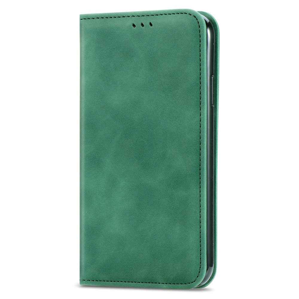 For Samsung Galaxy A57 5G Leather Case with Card Holder Magnetic Absorption Phone Cover - Green