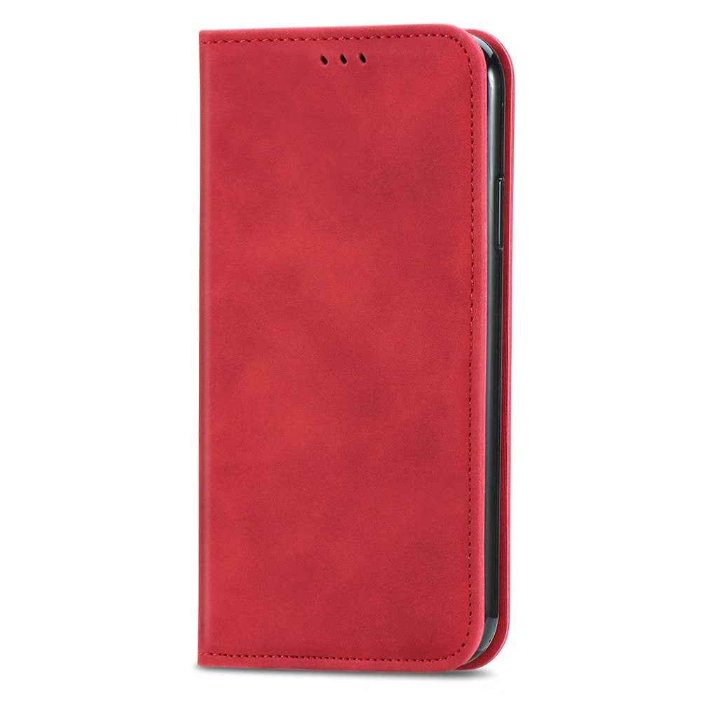 For Samsung Galaxy A57 5G Leather Case with Card Holder Magnetic Absorption Phone Cover - Red