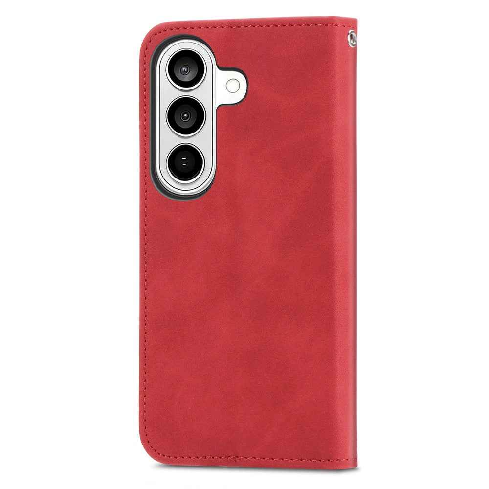 For Samsung Galaxy A57 5G Leather Case with Card Holder Magnetic Absorption Phone Cover - Red