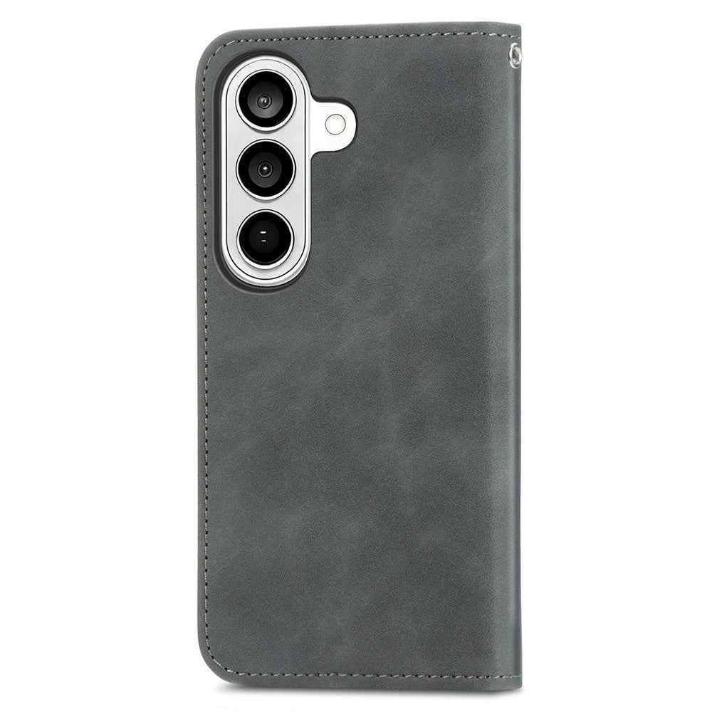 For Samsung Galaxy A57 5G Leather Case with Card Holder Magnetic Absorption Phone Cover - Grey
