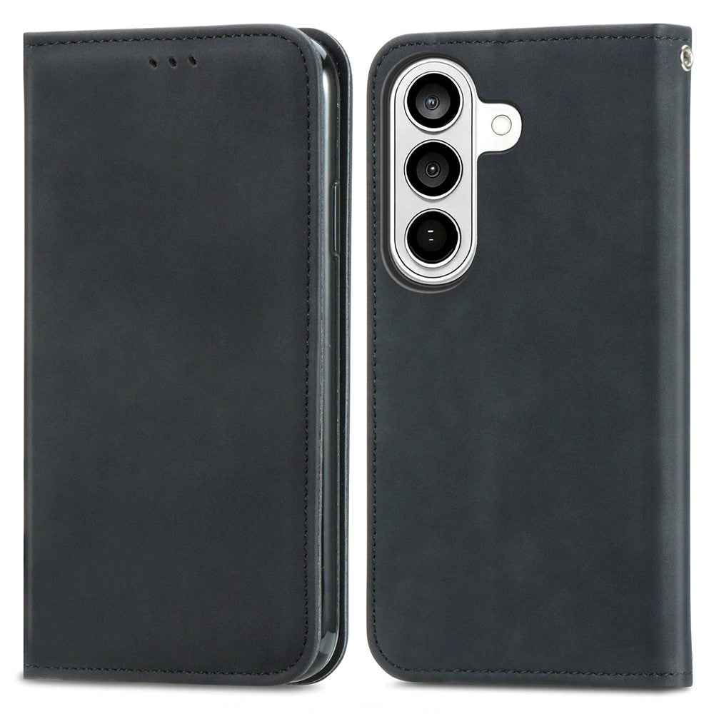 For Samsung Galaxy A57 5G Leather Case with Card Holder Magnetic Absorption Phone Cover - Black