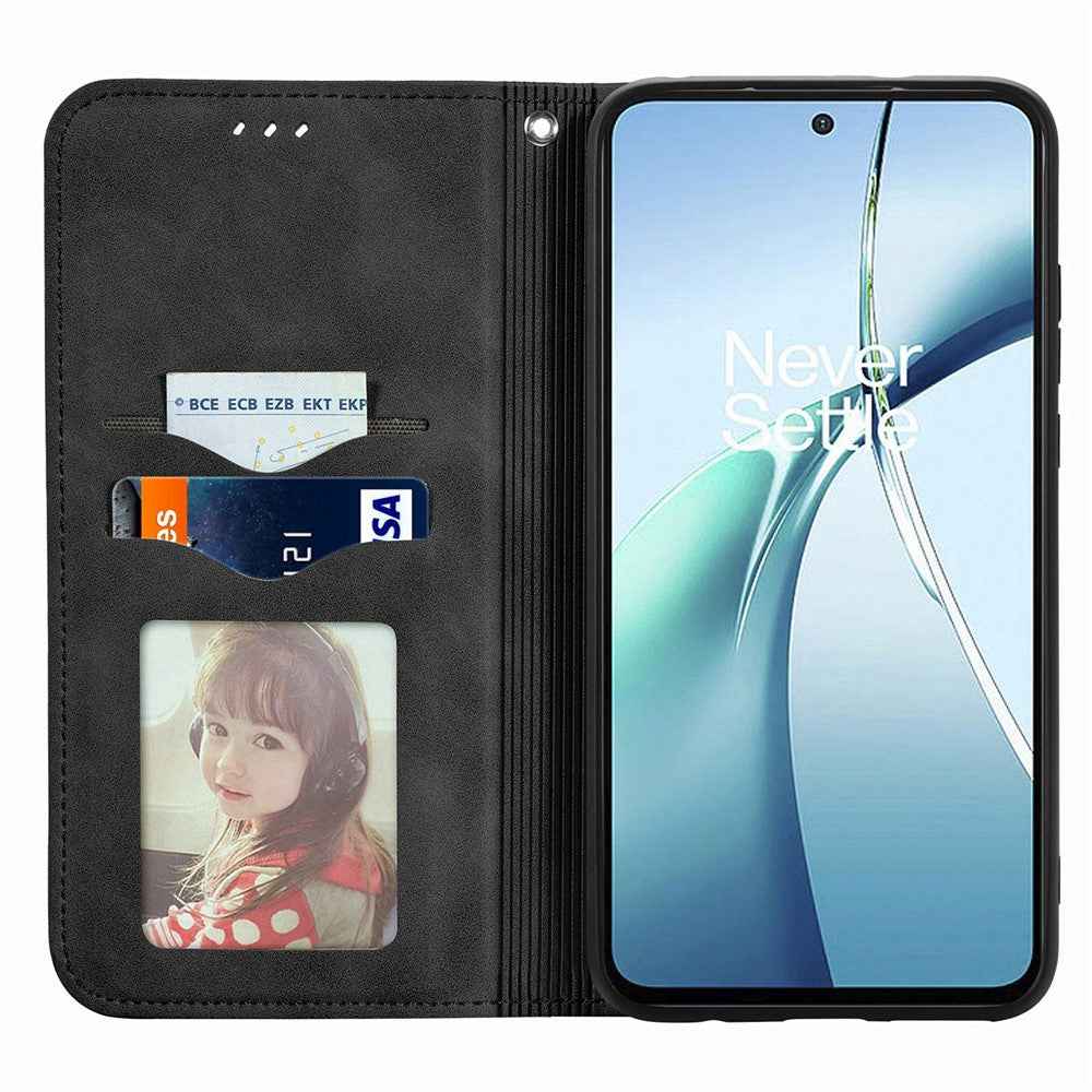 For Samsung Galaxy A57 5G Leather Case with Card Holder Magnetic Absorption Phone Cover - Black