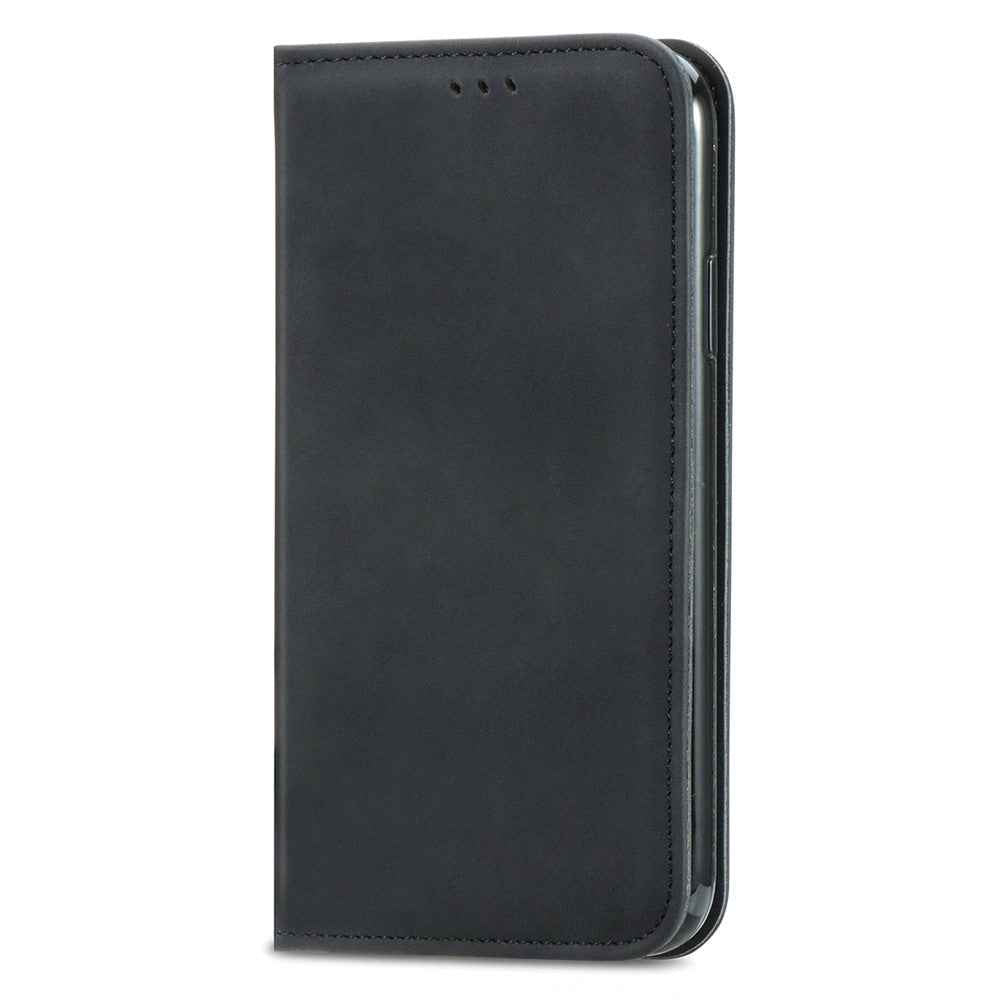 For Samsung Galaxy A57 5G Leather Case with Card Holder Magnetic Absorption Phone Cover - Black