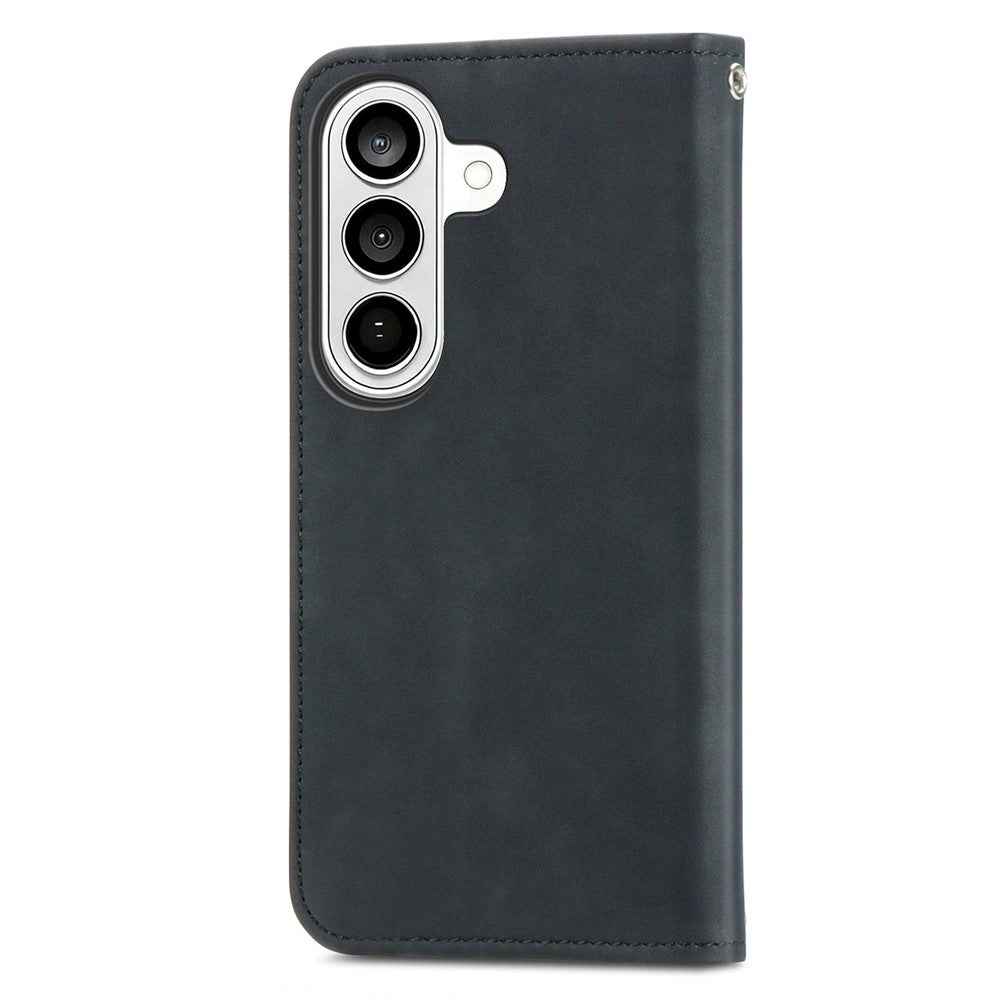 For Samsung Galaxy A57 5G Leather Case with Card Holder Magnetic Absorption Phone Cover - Black