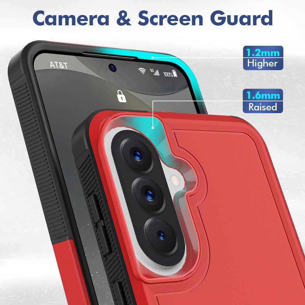 For Samsung Galaxy A57 5G Case 2 in 1 PC + TPU Shockproof Phone Cover - Red