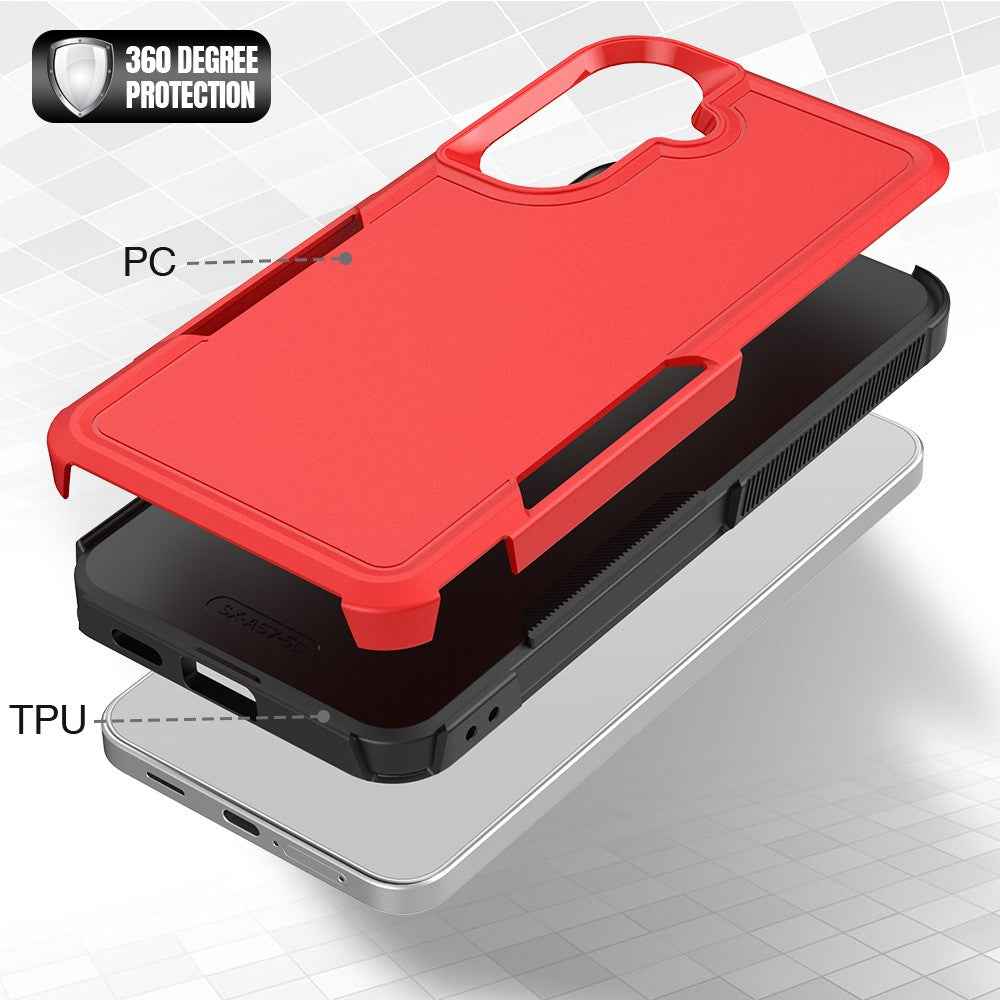 For Samsung Galaxy A57 5G Case 2 in 1 PC + TPU Shockproof Phone Cover - Red