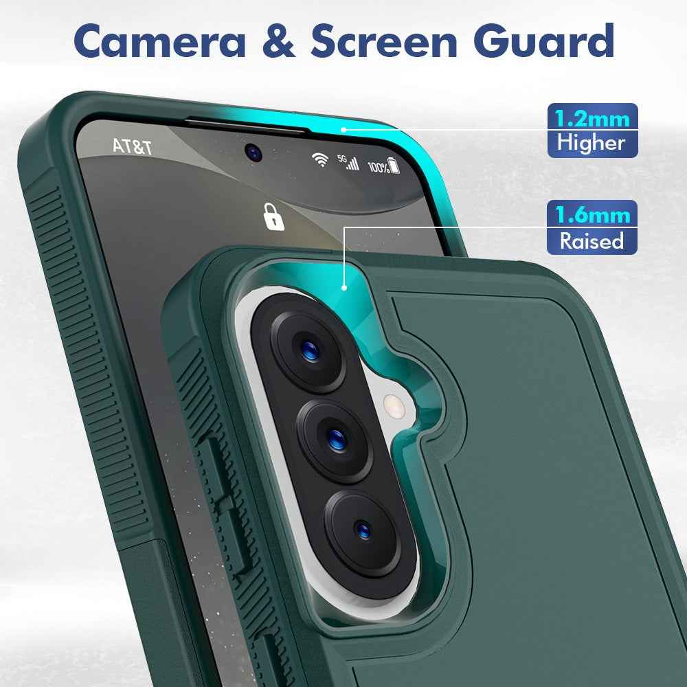 For Samsung Galaxy A57 5G Case 2 in 1 PC + TPU Shockproof Phone Cover - Dark Green