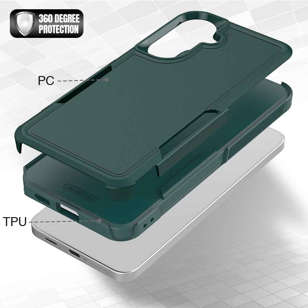 For Samsung Galaxy A57 5G Case 2 in 1 PC + TPU Shockproof Phone Cover - Dark Green