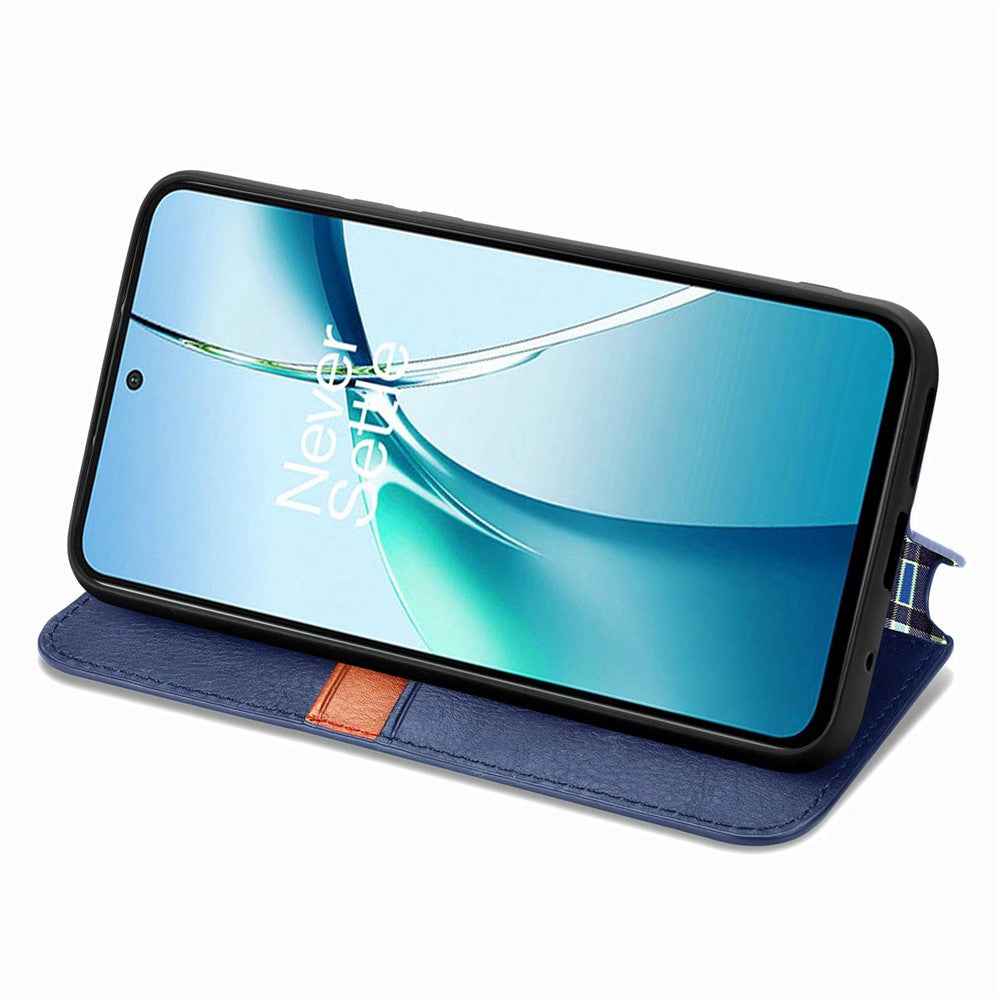 For Samsung Galaxy A57 5G Case Rhombus Imprint PU Leather Wallet Phone Cover - Blue