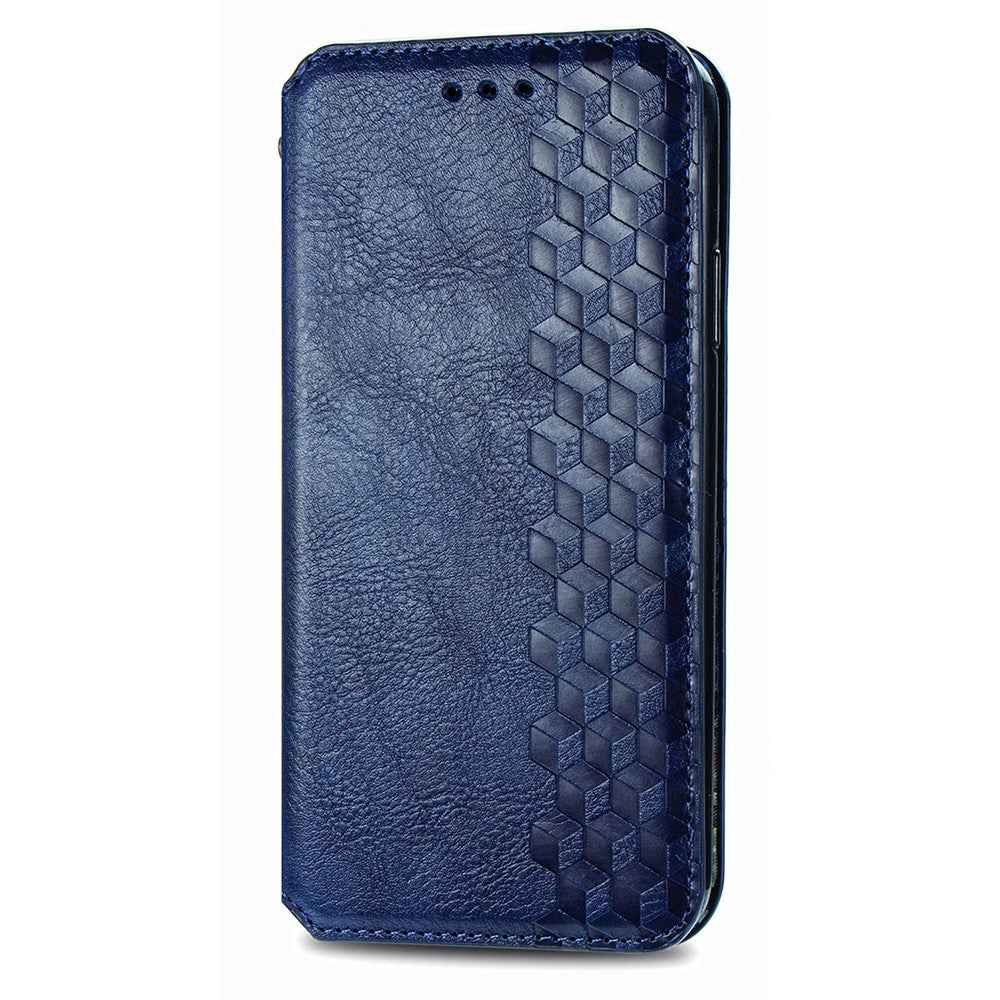 For Samsung Galaxy A57 5G Case Rhombus Imprint PU Leather Wallet Phone Cover - Blue