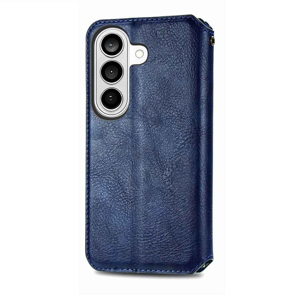 For Samsung Galaxy A57 5G Case Rhombus Imprint PU Leather Wallet Phone Cover - Blue
