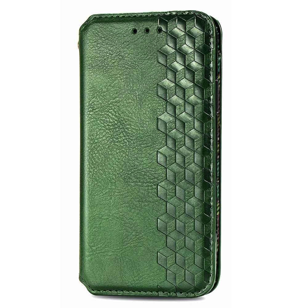 For Samsung Galaxy A57 5G Case Rhombus Imprint PU Leather Wallet Phone Cover - Green