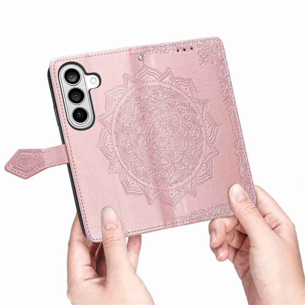 For Samsung Galaxy A57 5G Wallet Case Mandala Flower Leather Phone Cover Stand - Rose Gold