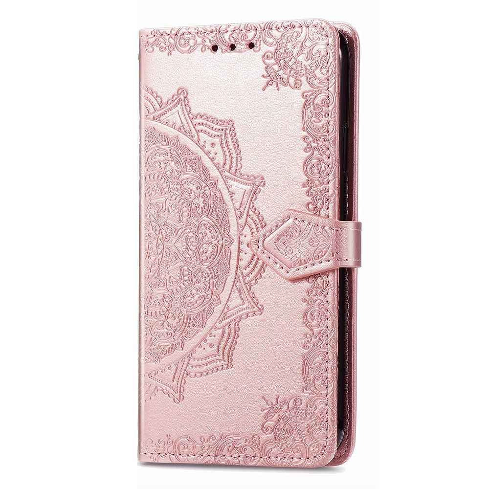For Samsung Galaxy A57 5G Wallet Case Mandala Flower Leather Phone Cover Stand - Rose Gold