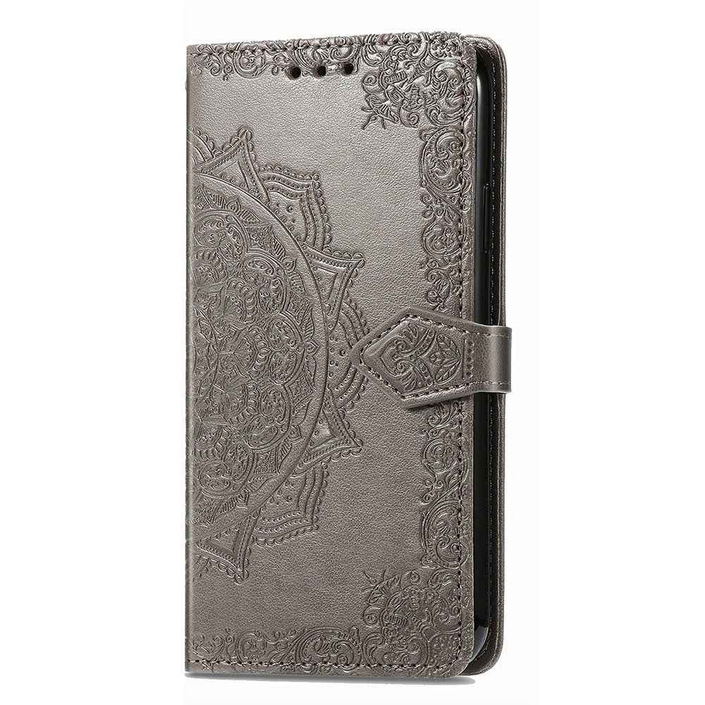 For Samsung Galaxy A57 5G Wallet Case Mandala Flower Leather Phone Cover Stand - Grey