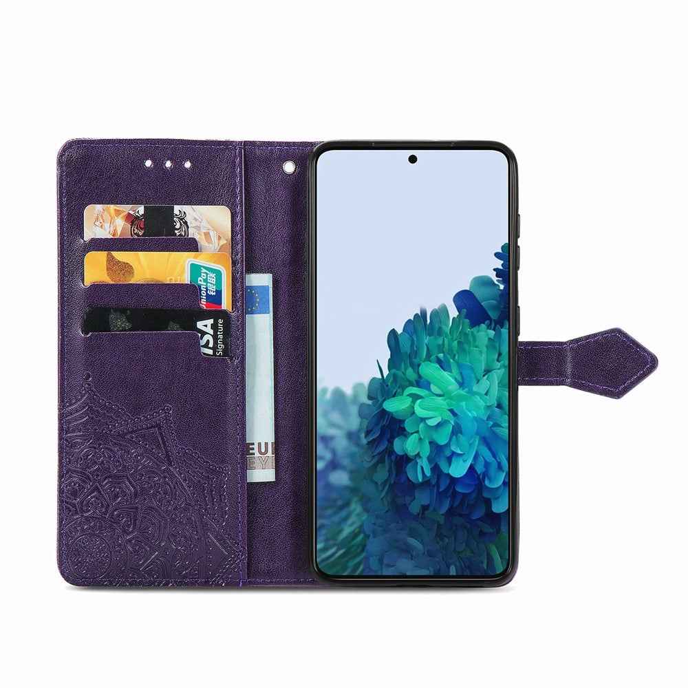 For Samsung Galaxy A57 5G Wallet Case Mandala Flower Leather Phone Cover Stand - Purple