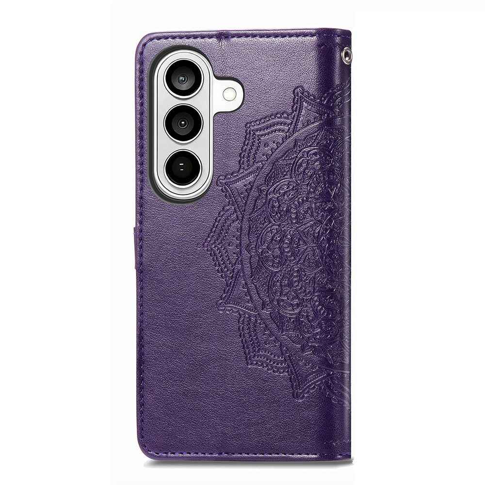 For Samsung Galaxy A57 5G Wallet Case Mandala Flower Leather Phone Cover Stand - Purple