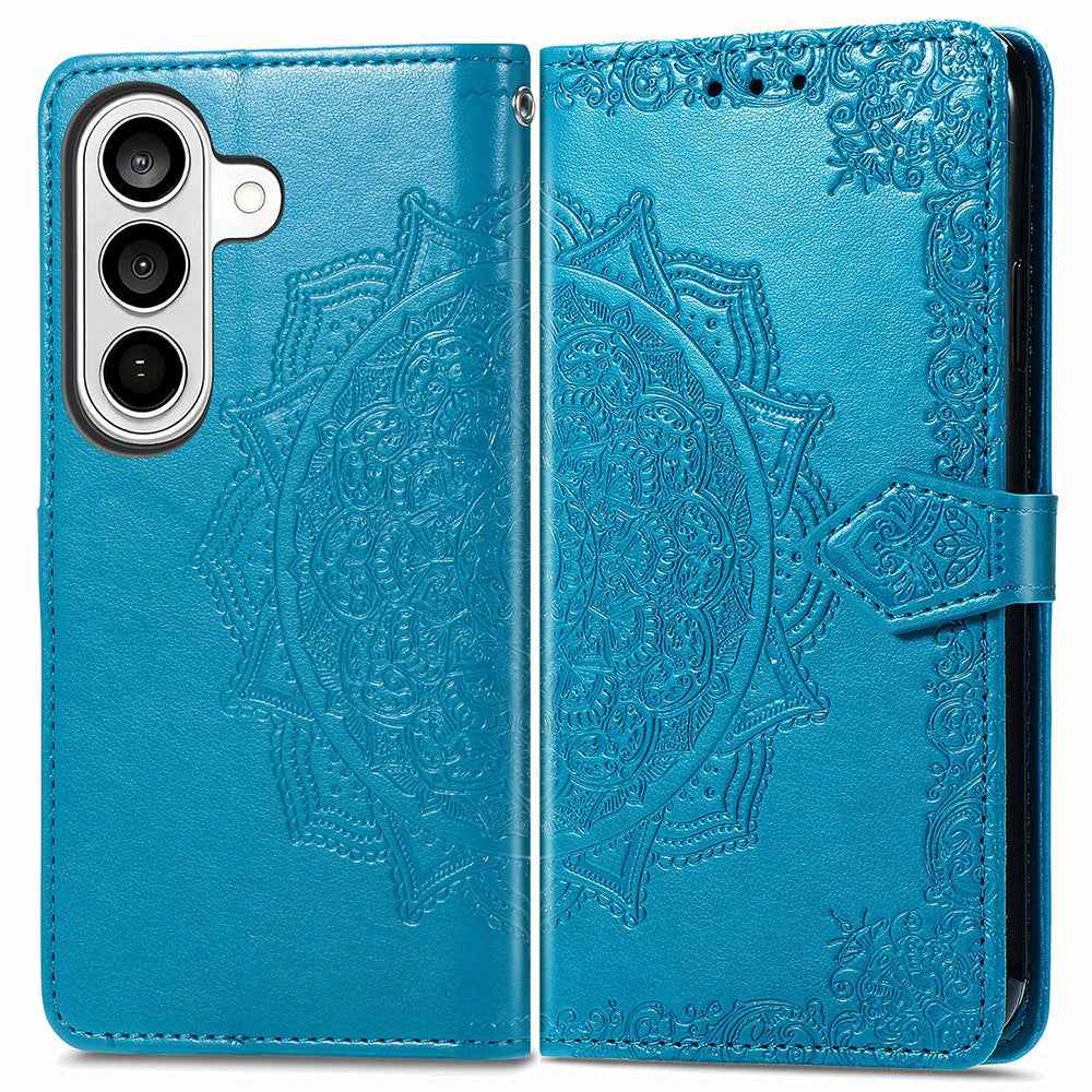 For Samsung Galaxy A57 5G Wallet Case Mandala Flower Leather Phone Cover Stand - Blue