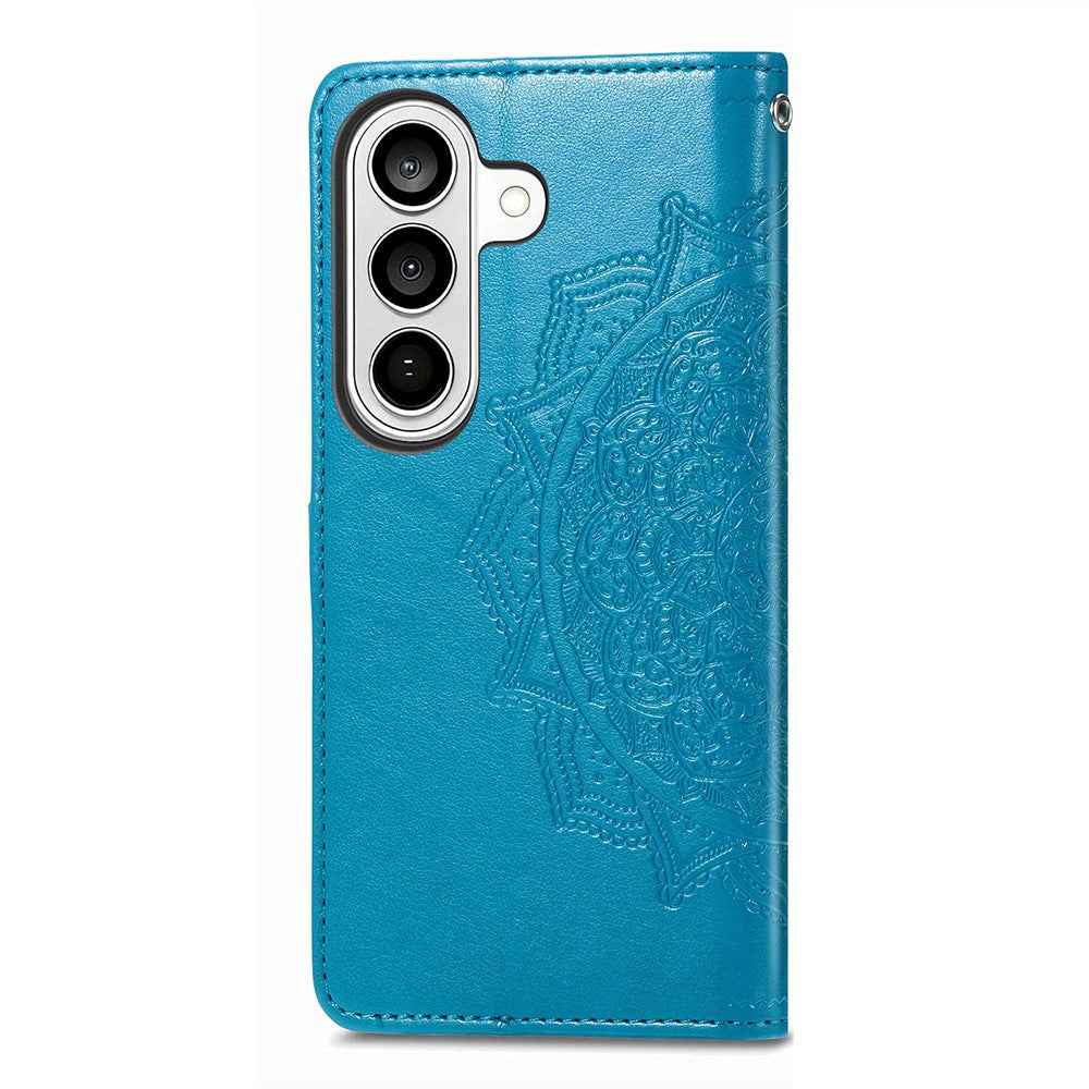 For Samsung Galaxy A57 5G Wallet Case Mandala Flower Leather Phone Cover Stand - Blue