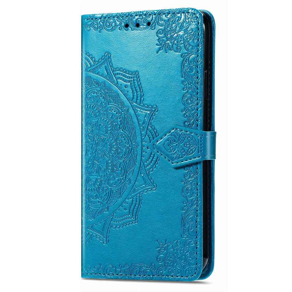 For Samsung Galaxy A57 5G Wallet Case Mandala Flower Leather Phone Cover Stand - Blue