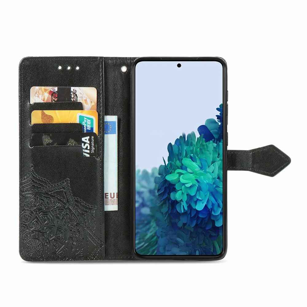 For Samsung Galaxy A57 5G Wallet Case Mandala Flower Leather Phone Cover Stand - Black