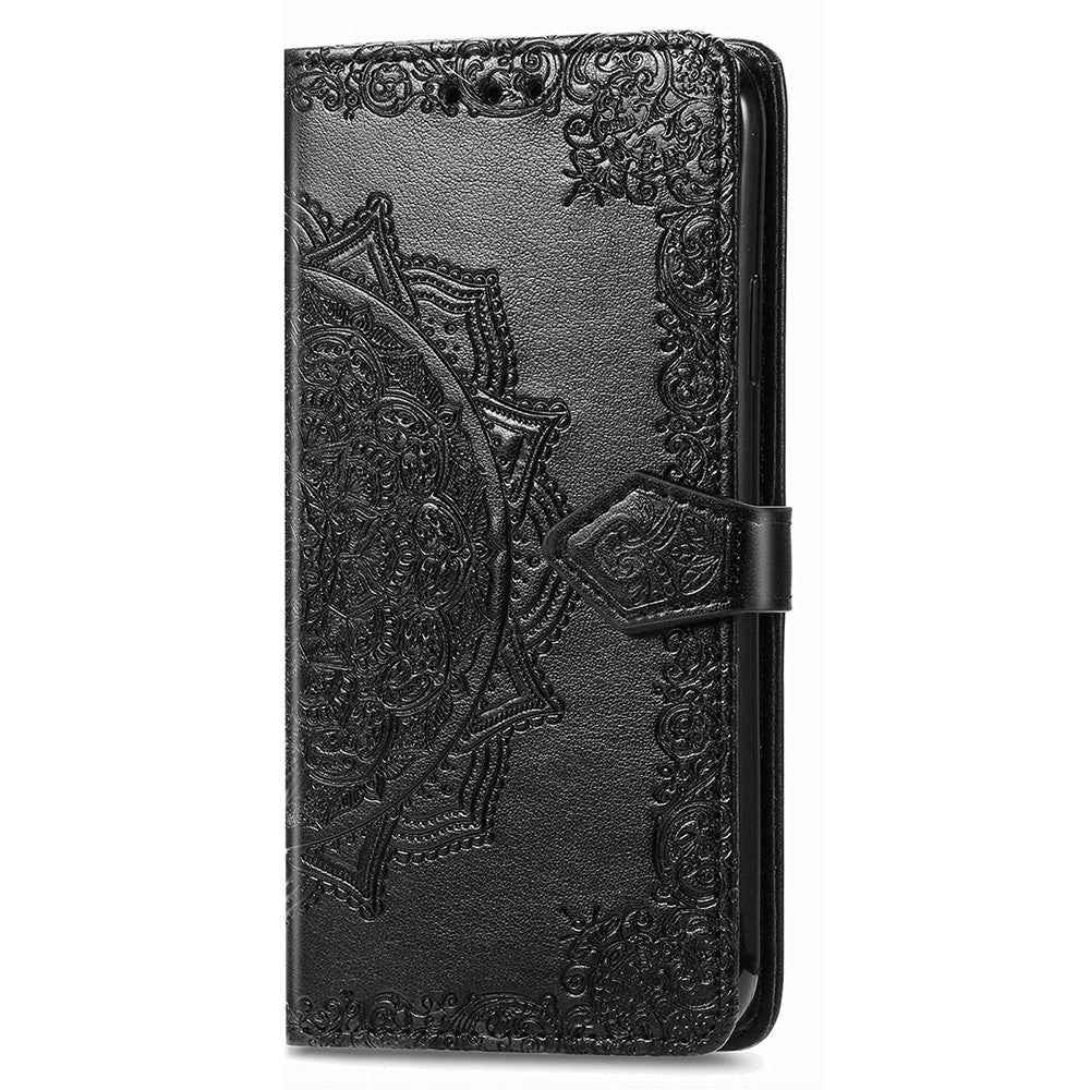 For Samsung Galaxy A57 5G Wallet Case Mandala Flower Leather Phone Cover Stand - Black