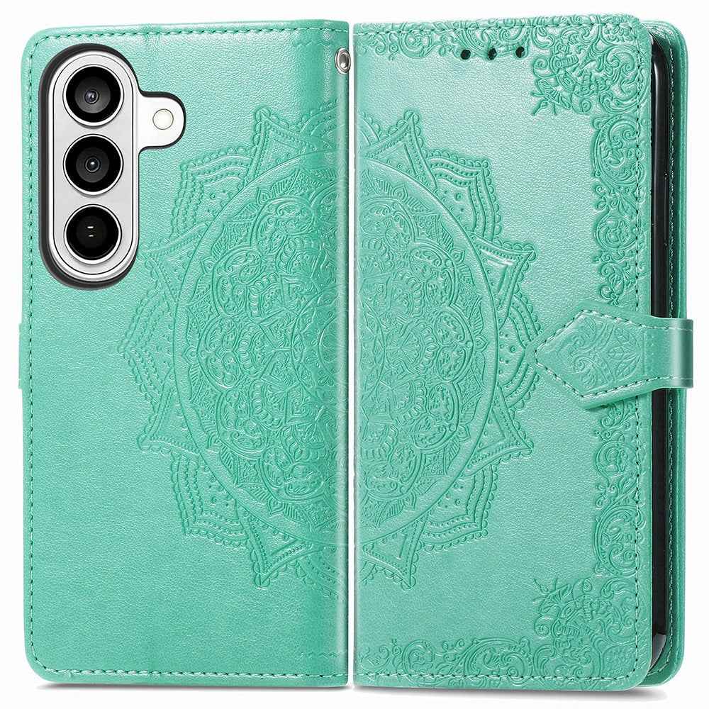 For Samsung Galaxy A57 5G Wallet Case Mandala Flower Leather Phone Cover Stand - Green