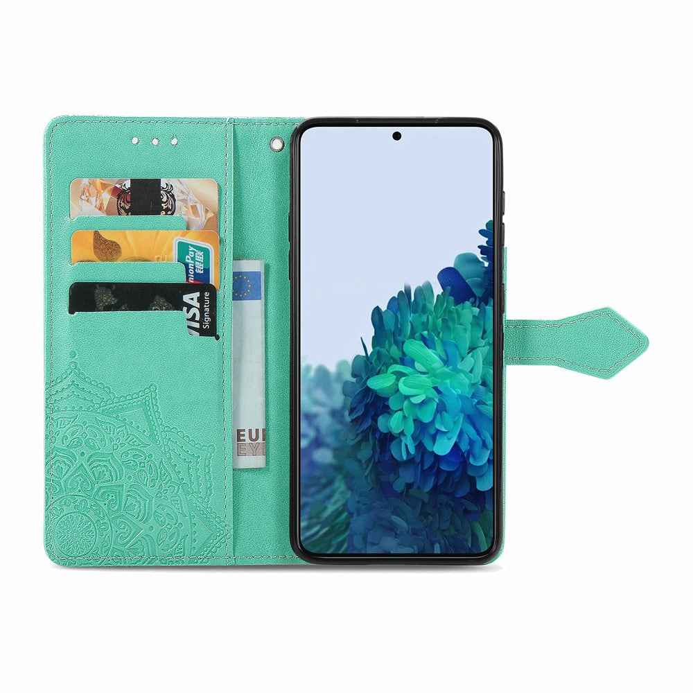For Samsung Galaxy A57 5G Wallet Case Mandala Flower Leather Phone Cover Stand - Green