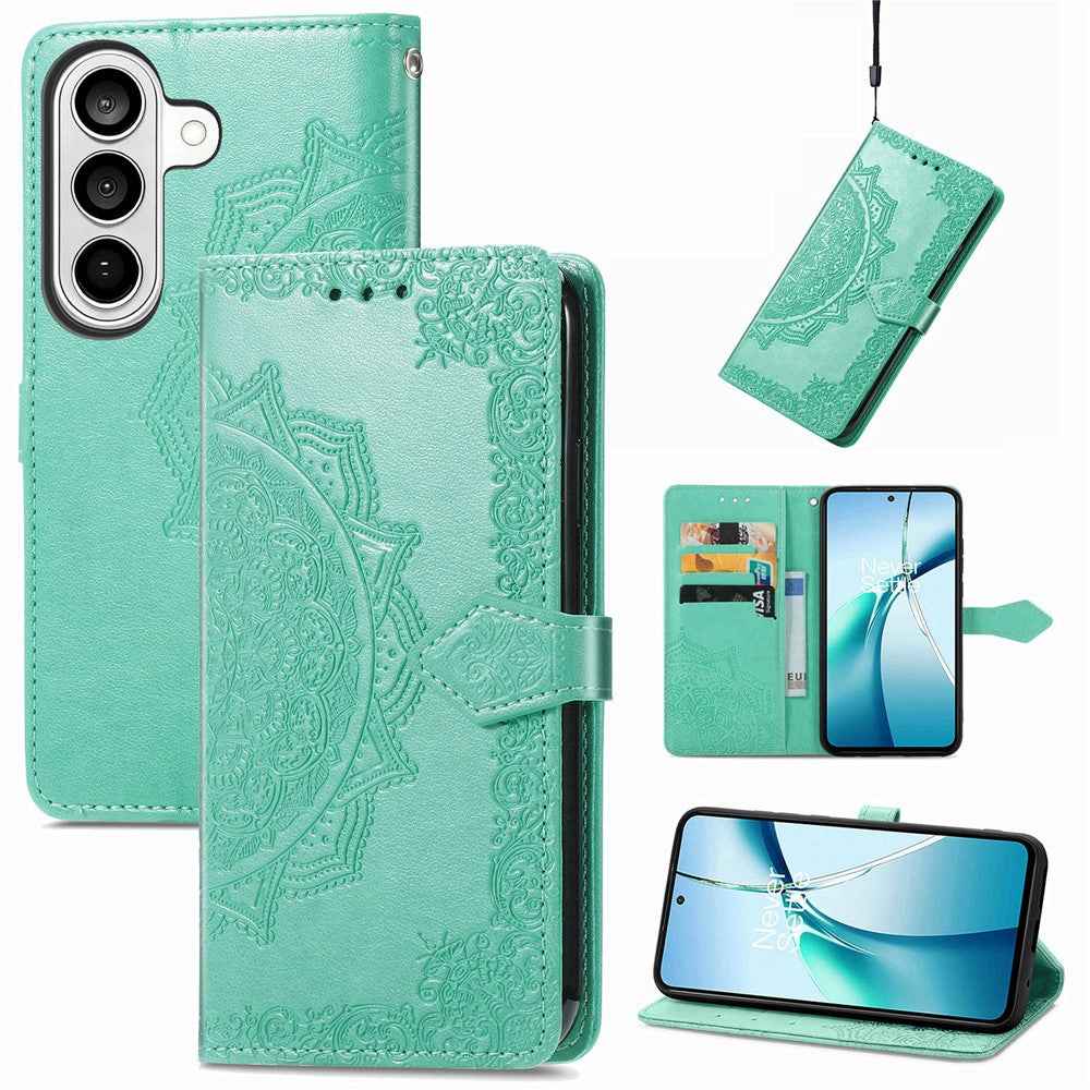 For Samsung Galaxy A57 5G Wallet Case Mandala Flower Leather Phone Cover Stand - Green