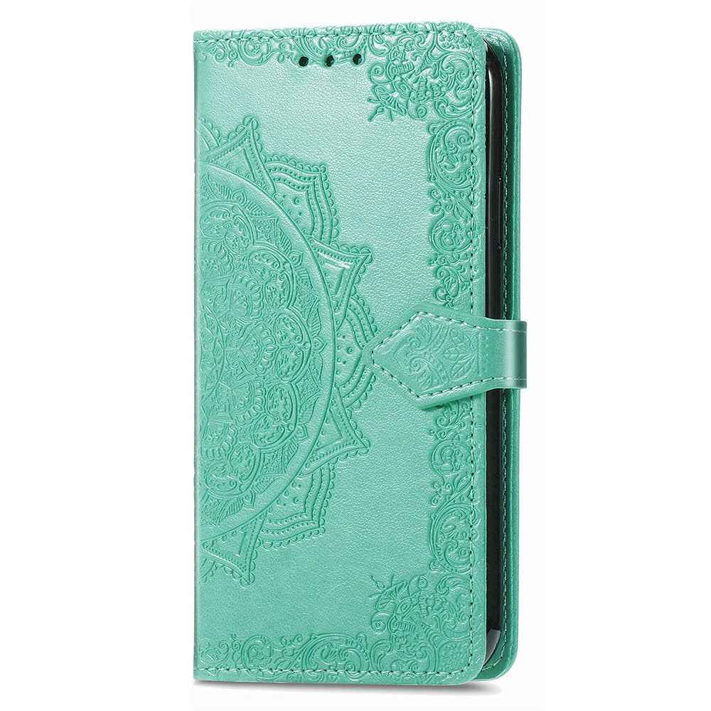 For Samsung Galaxy A57 5G Wallet Case Mandala Flower Leather Phone Cover Stand - Green