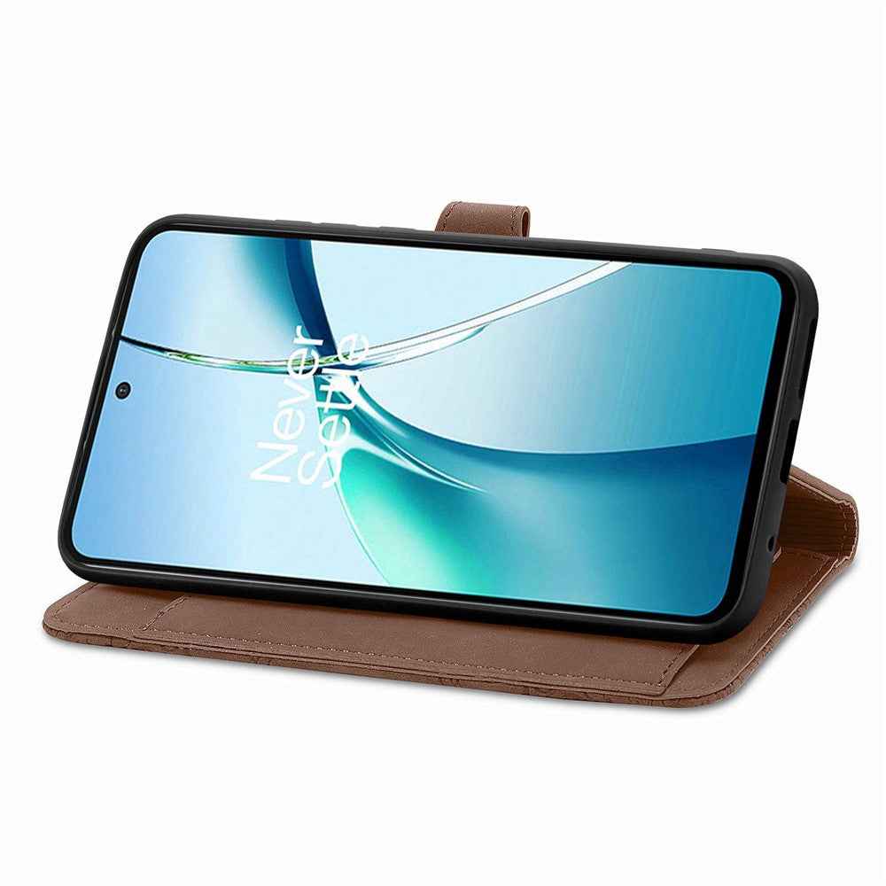 For Samsung Galaxy A57 5G Zipper Wallet Case with Strap Flower Imprint PU Leather Phone Cover - Brown