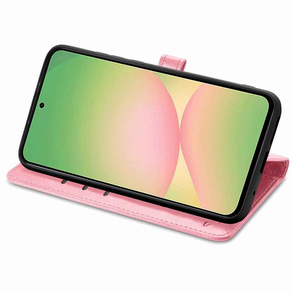 For Samsung Galaxy A57 5G Case Flip Wallet Leather Phone Cover with Cute Cat Dog Pattern - Pink