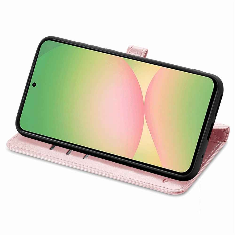 For Samsung Galaxy A57 5G Case Flip Wallet Leather Phone Cover with Cute Cat Dog Pattern - Rose Gold