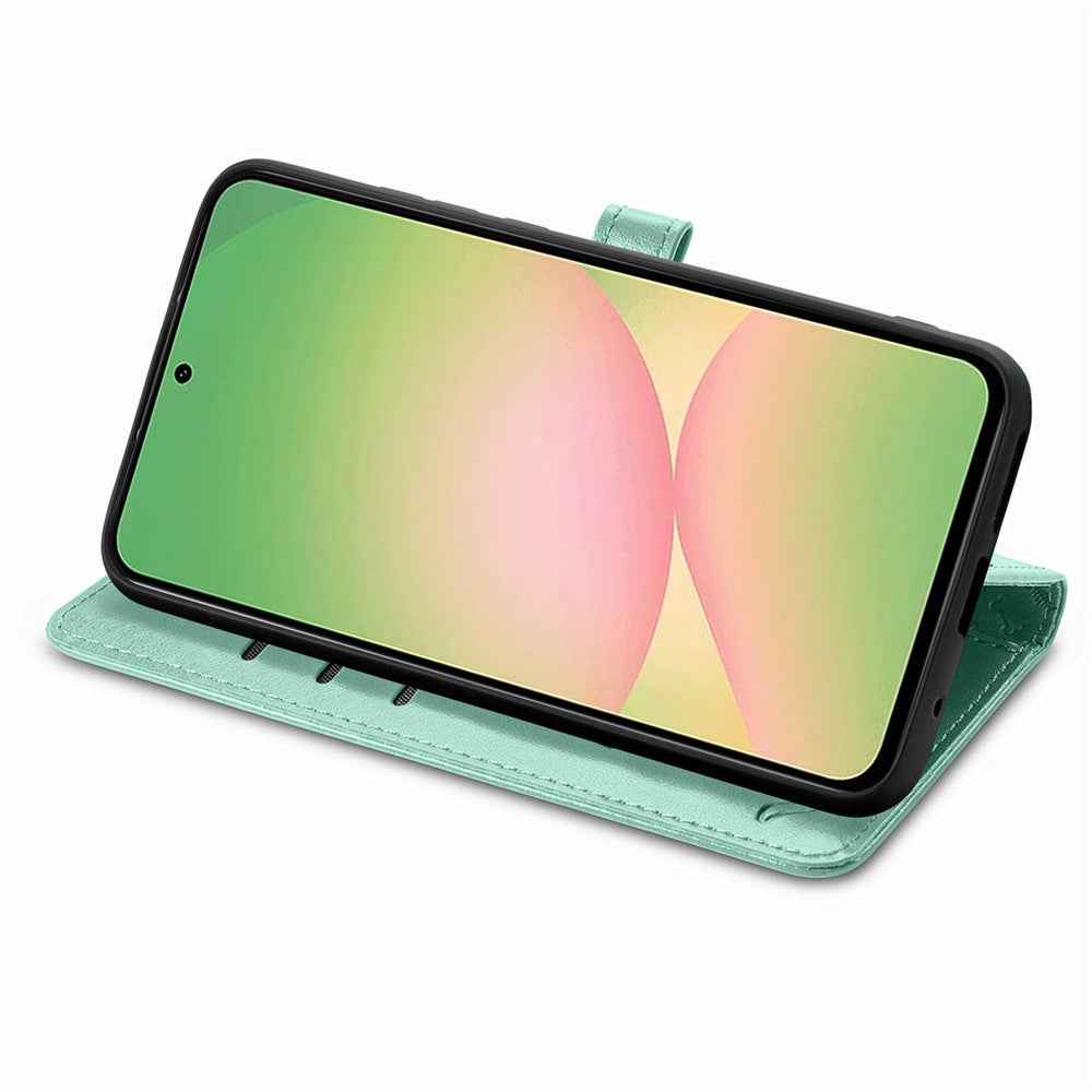 For Samsung Galaxy A57 5G Case Flip Wallet Leather Phone Cover with Cute Cat Dog Pattern - Green