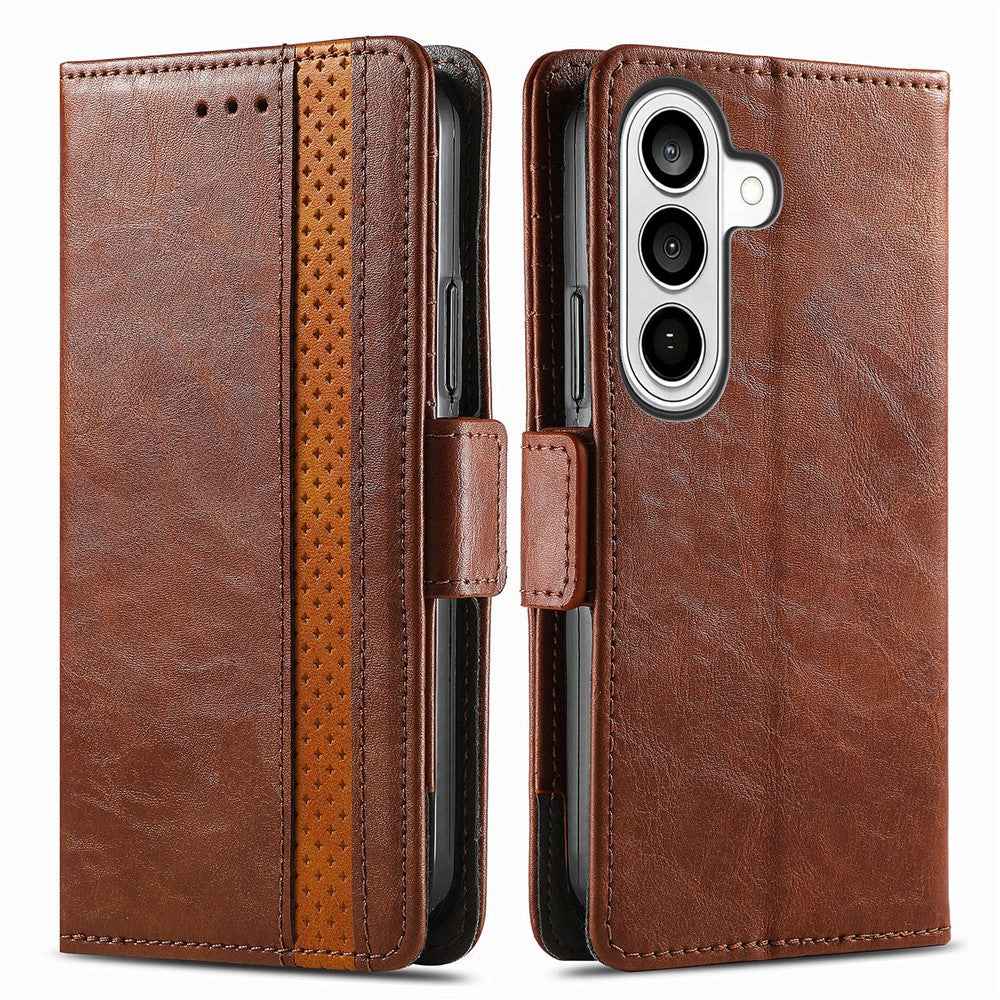CASENEO For Samsung Galaxy A57 5G Phone Cases PU Leather Cover Stand with RFID Blocking Wallet - Dark Brown