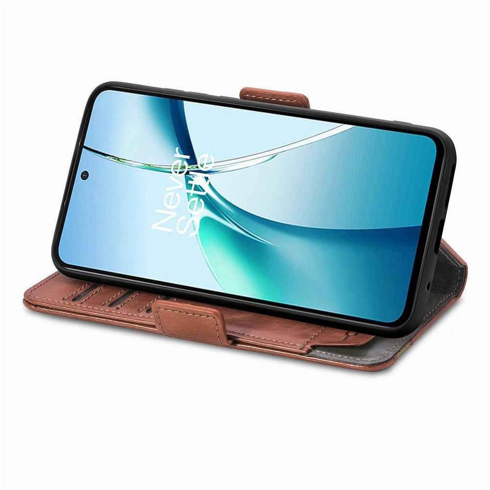 CASENEO For Samsung Galaxy A57 5G Phone Cases PU Leather Cover Stand with RFID Blocking Wallet - Dark Brown