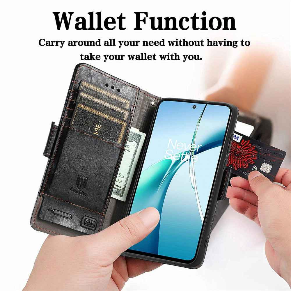 CASENEO For Samsung Galaxy A57 5G Phone Cases PU Leather Cover Stand with RFID Blocking Wallet - Dark Brown