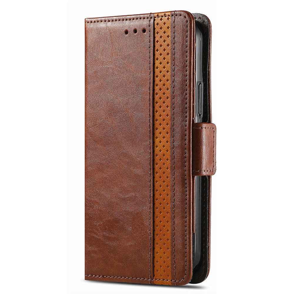 CASENEO For Samsung Galaxy A57 5G Phone Cases PU Leather Cover Stand with RFID Blocking Wallet - Dark Brown