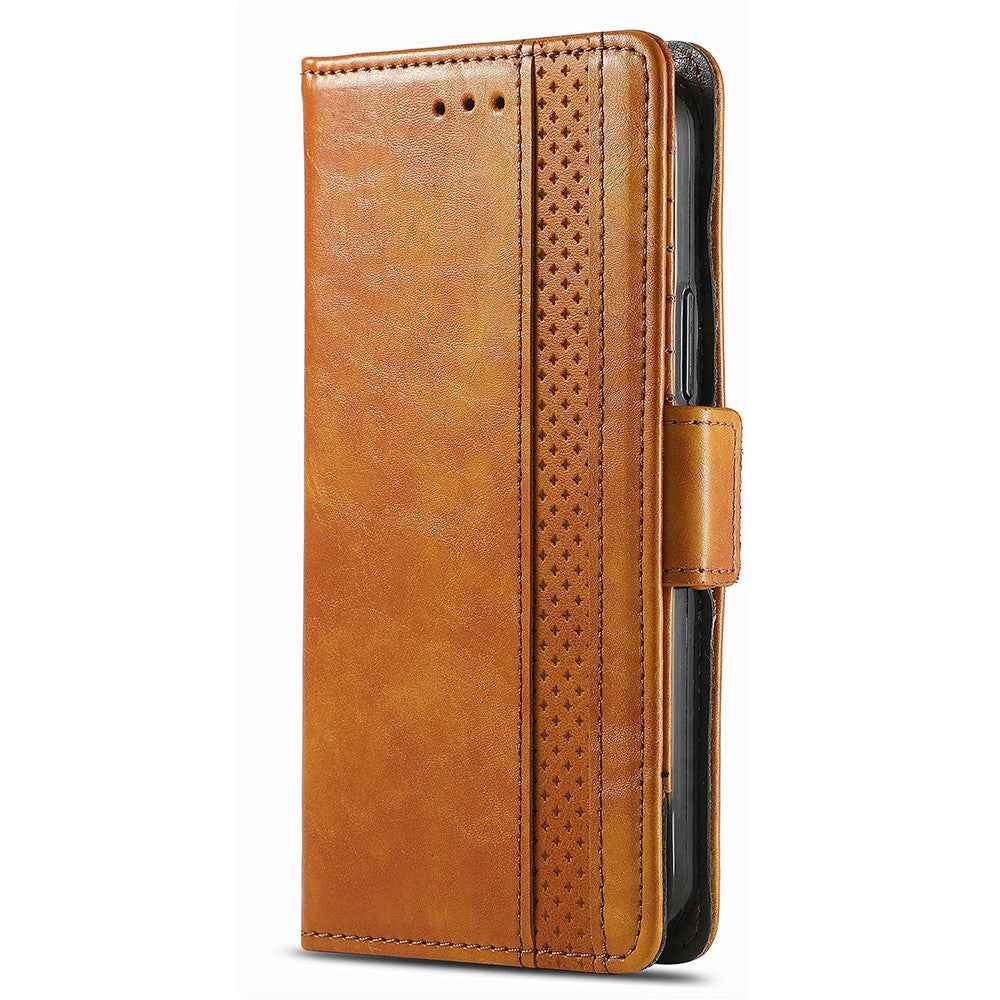 CASENEO For Samsung Galaxy A57 5G Phone Cases PU Leather Cover Stand with RFID Blocking Wallet - Light Brown